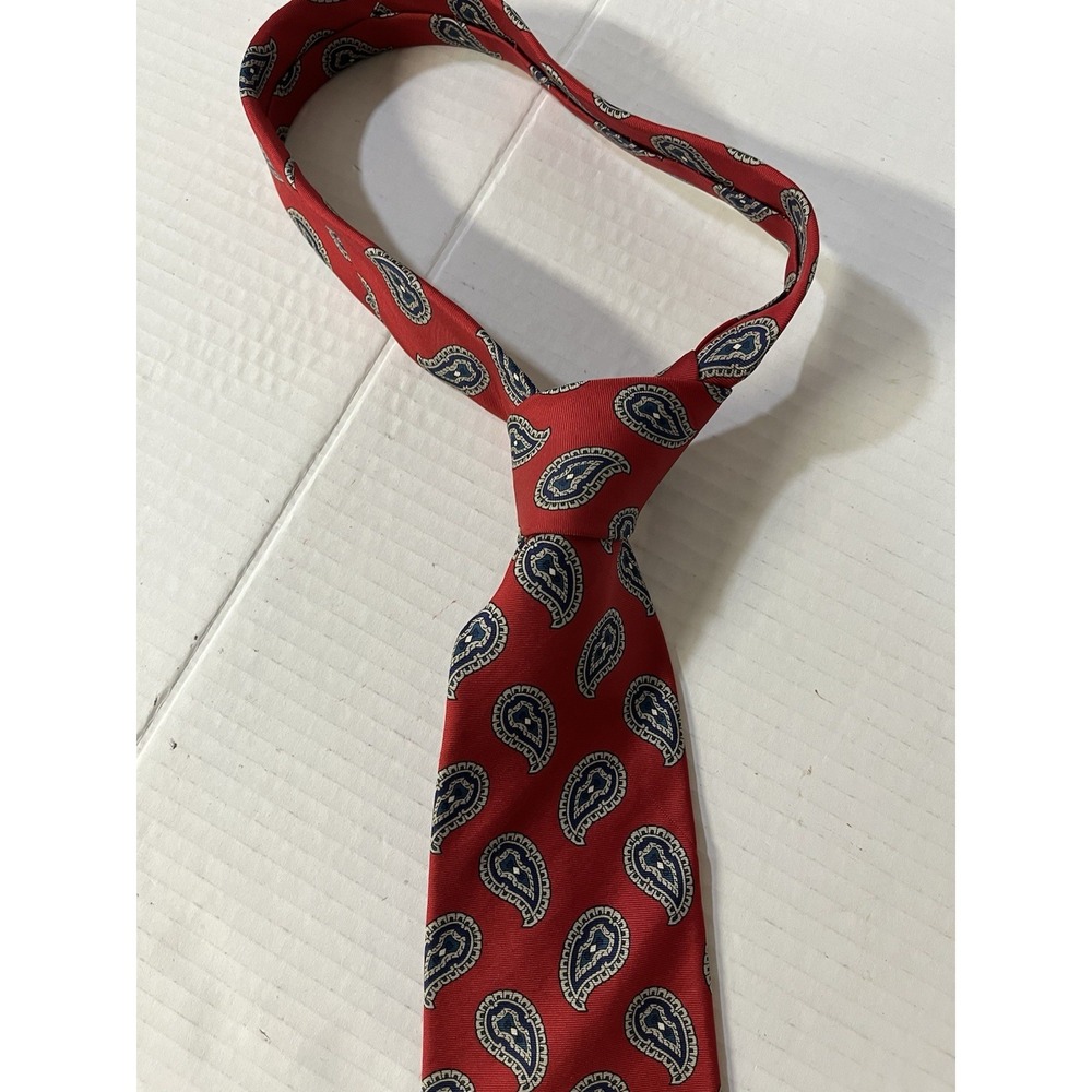 Andhurst Silk Necktie Mens OS Red Navy Paisley Made in USA Business Formal